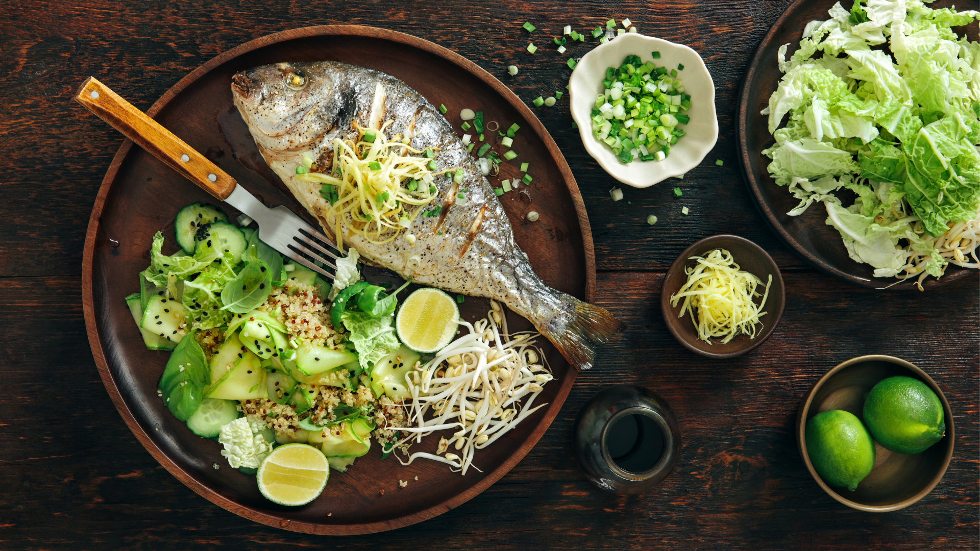 Peixe com salada de quinoa